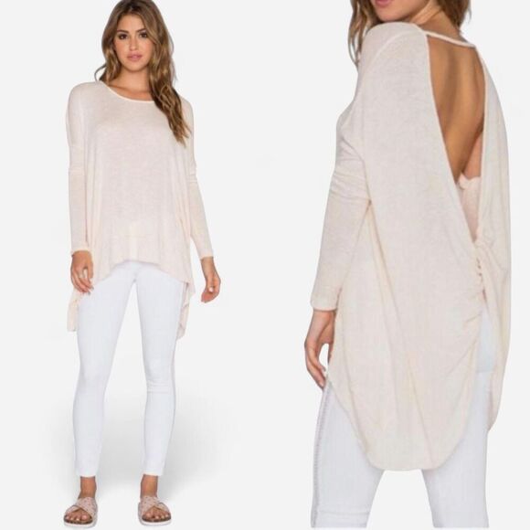 Free People Tops - Free People cream pink Knit Twist Back Top – Boho Cozy Girl XS